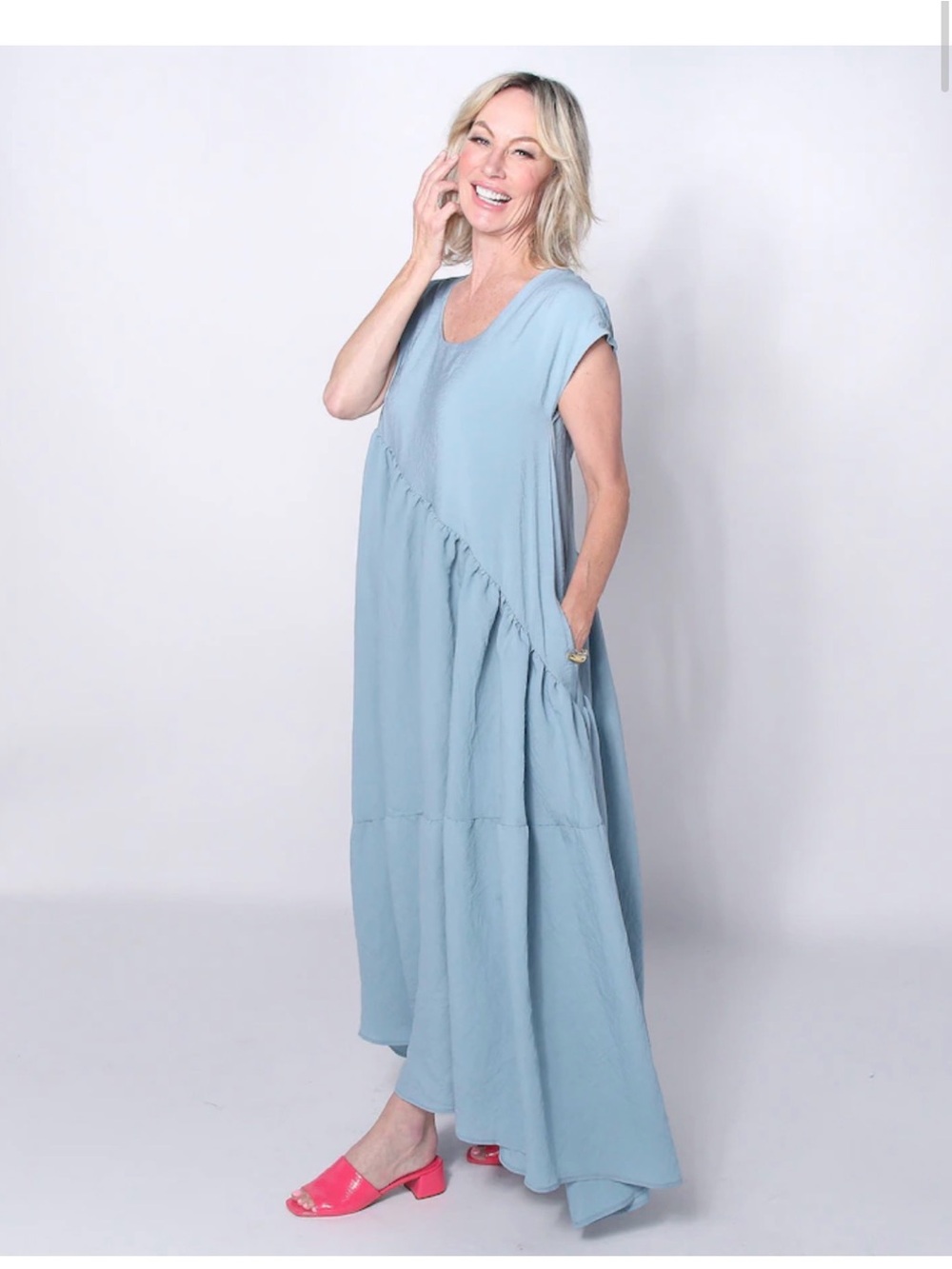 Brian Bailey Promise Blue Tiered Maxi Dress - Picture 7 of 7